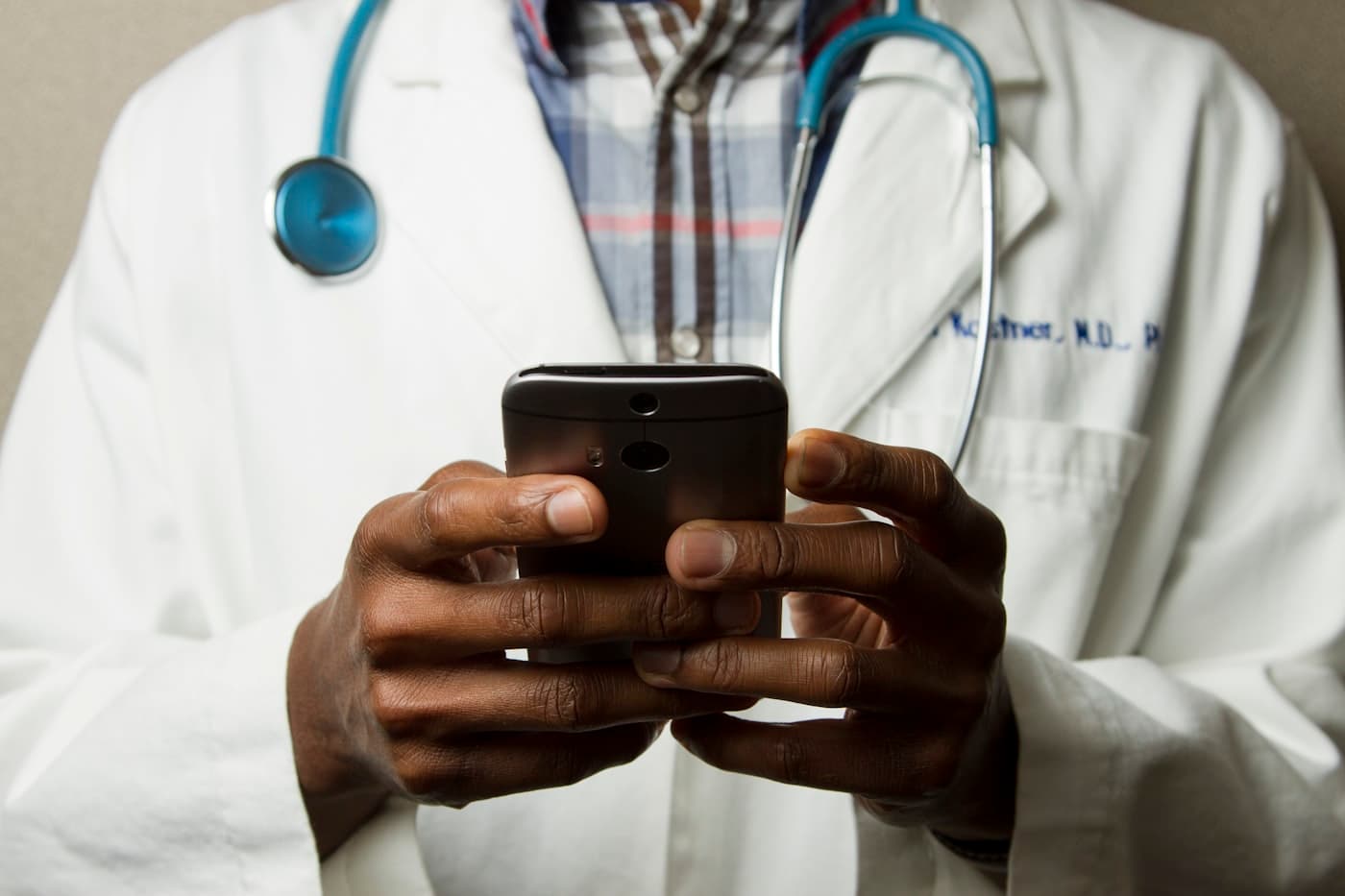 Healthcare professional using technology